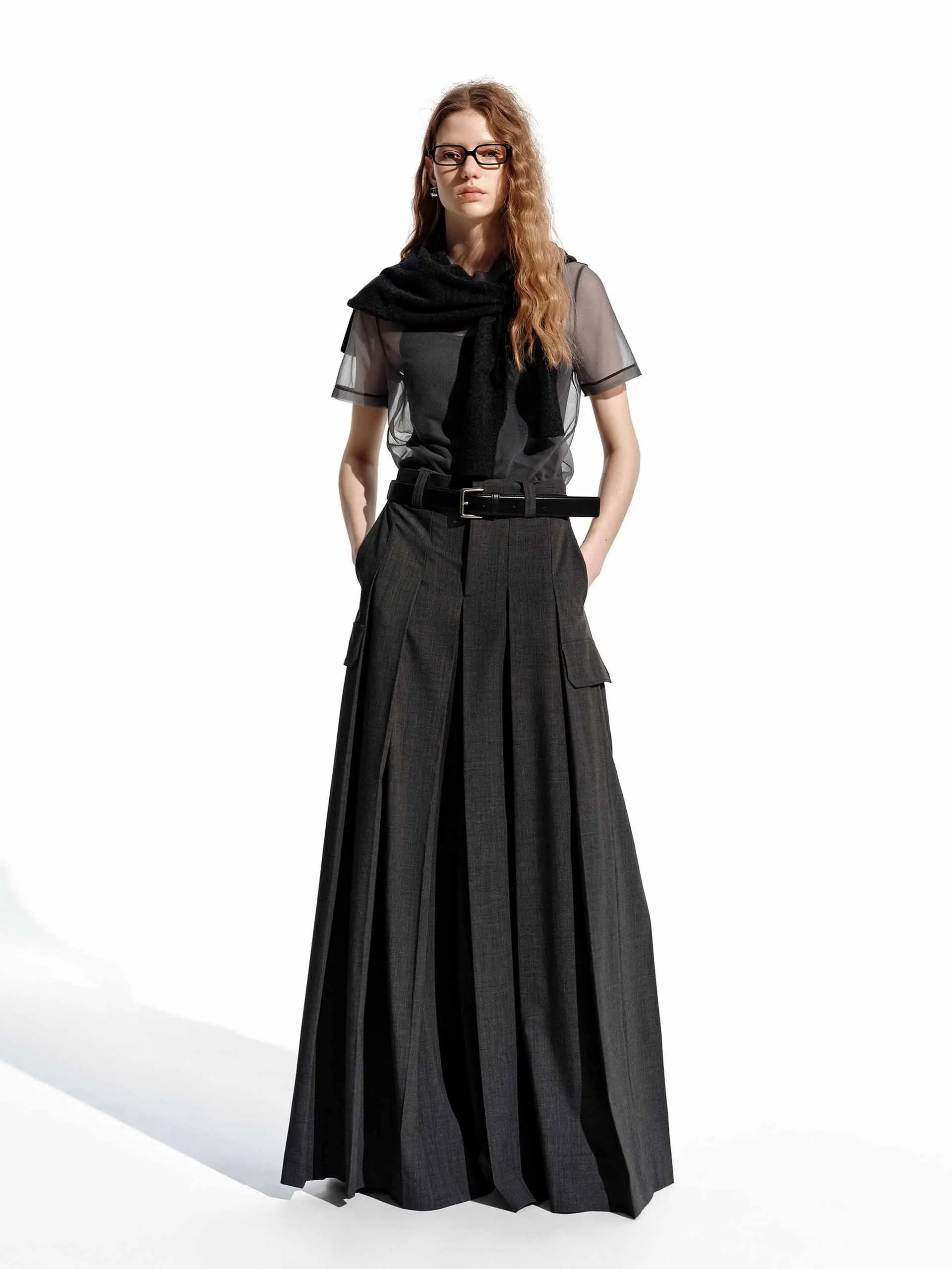 Wide Leg Pleated Pants