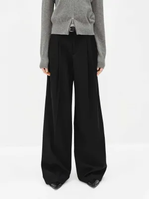 Wool Blend Belted Pants