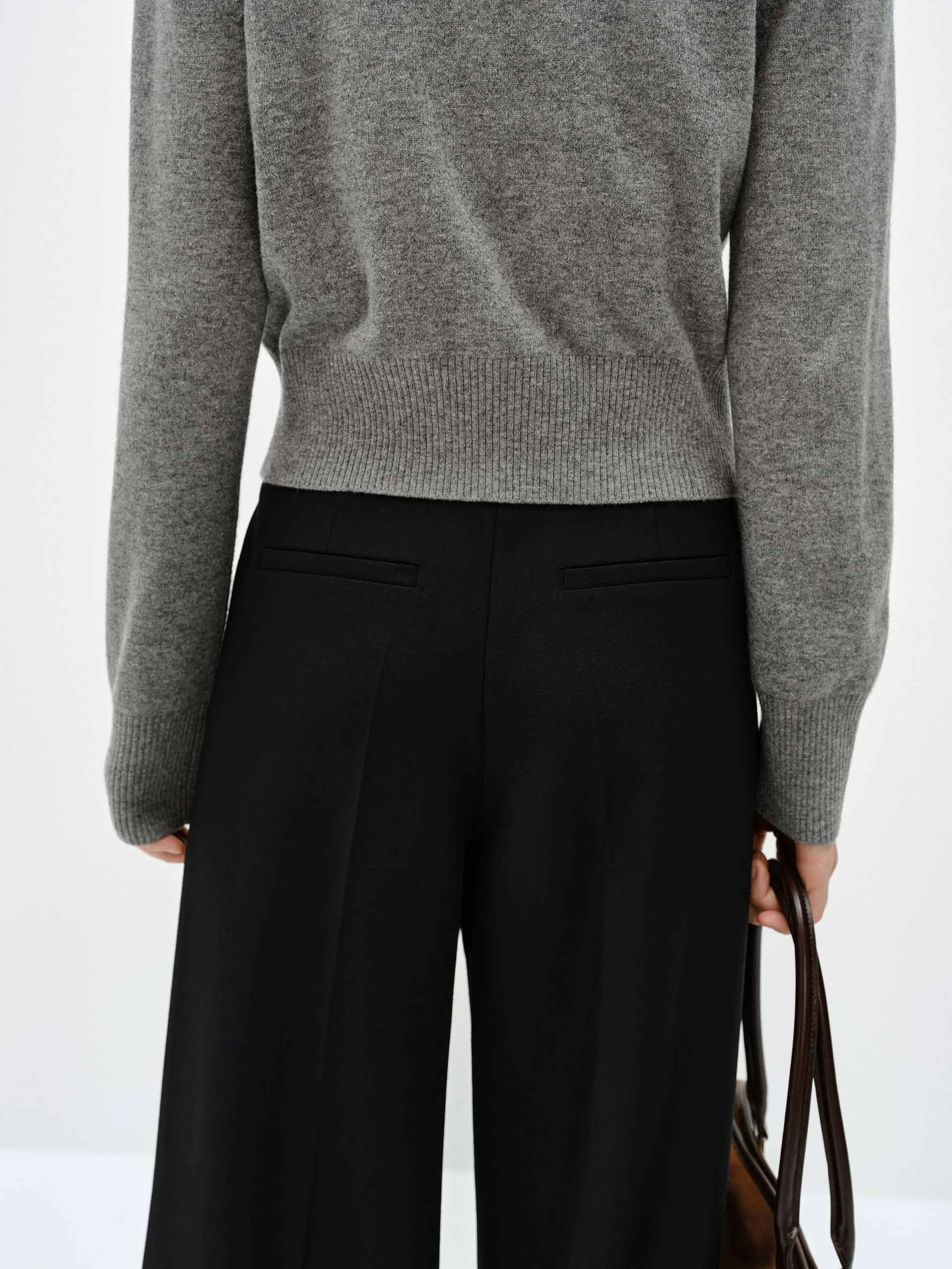 Wool Blend Belted Pants