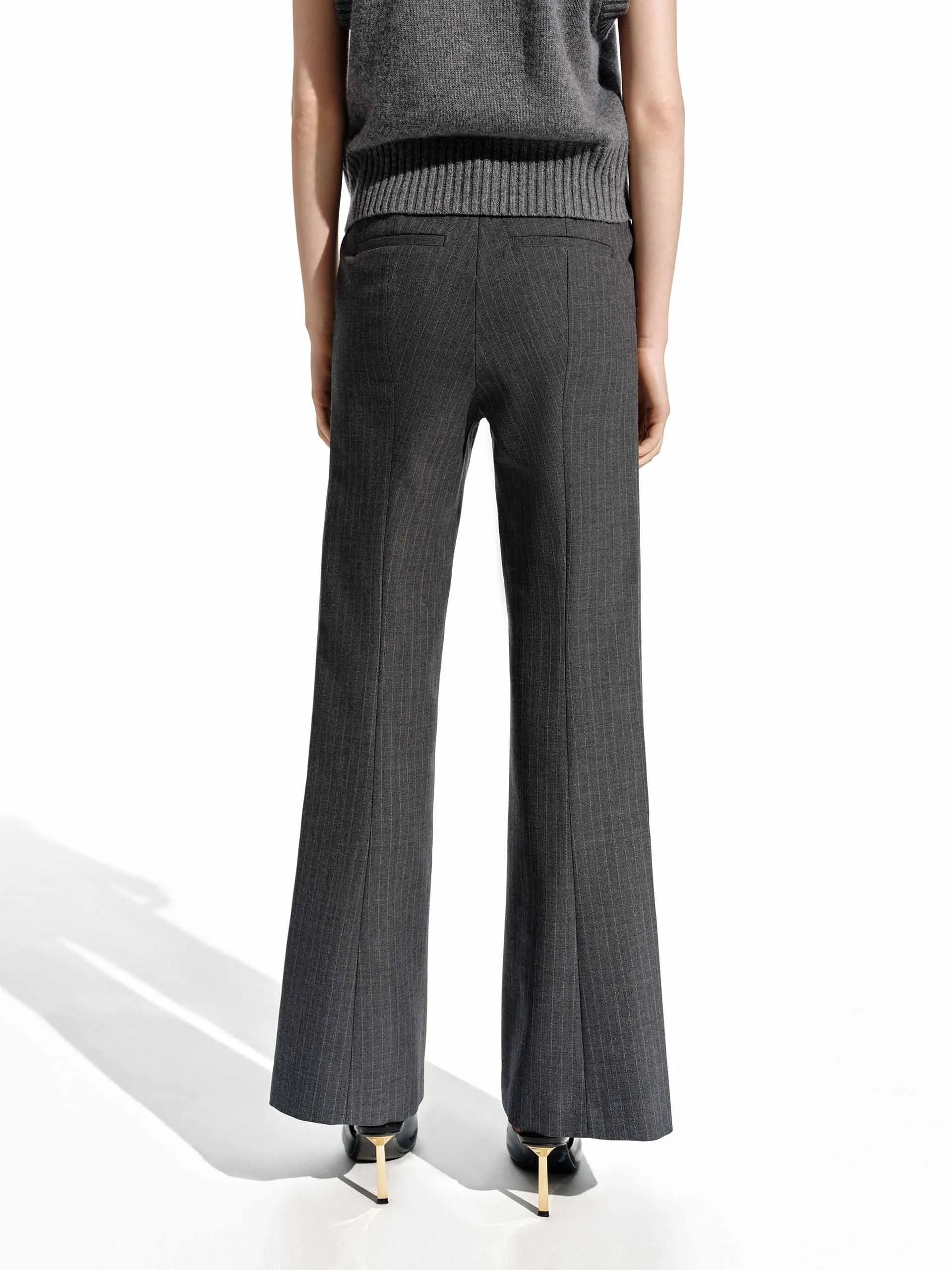 Wool Blend Pinstriped Pants