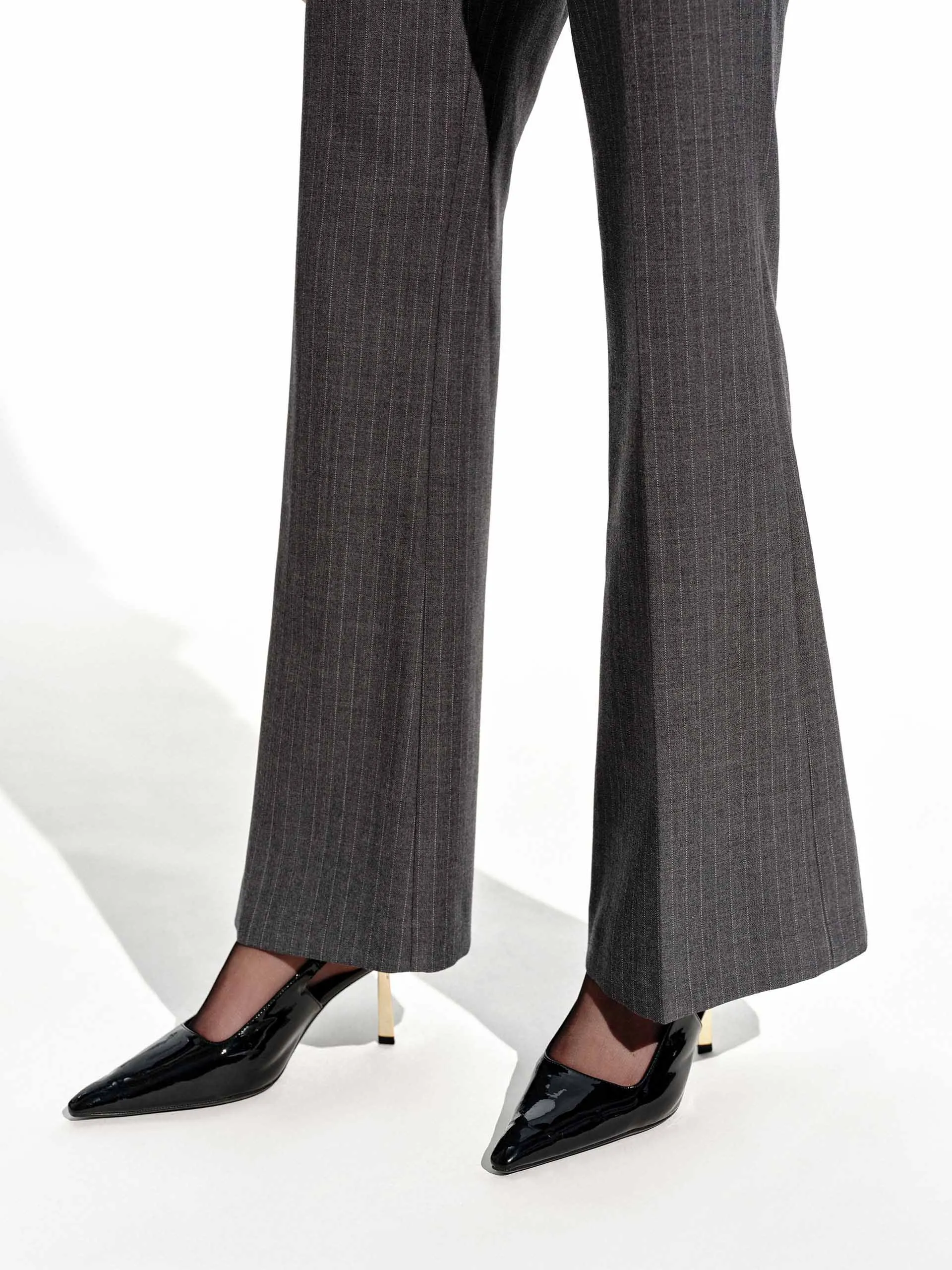 Wool Blend Pinstriped Pants