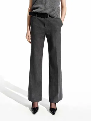 Wool Blend Pinstriped Pants