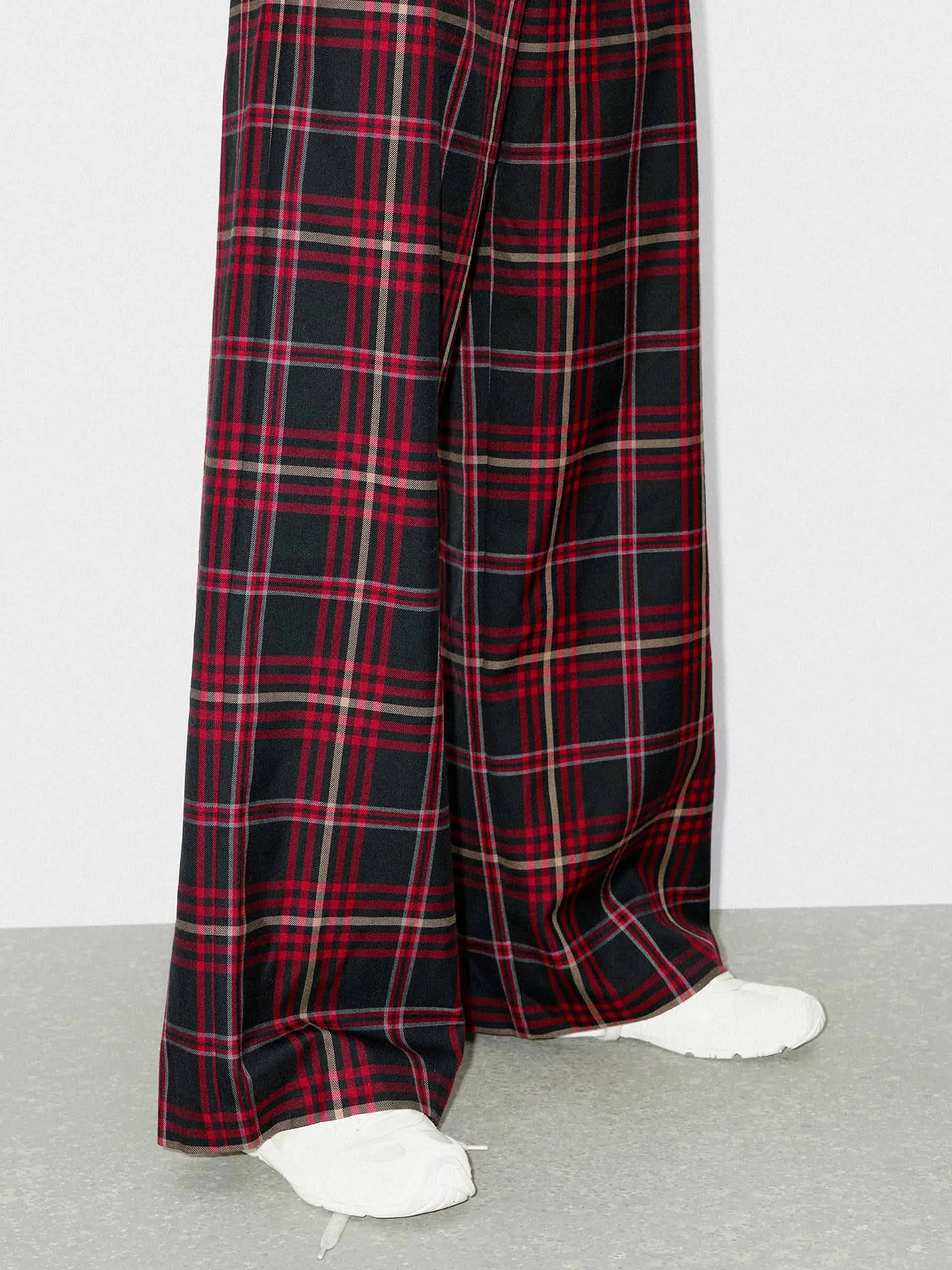 Wool Blend Plaid Pants