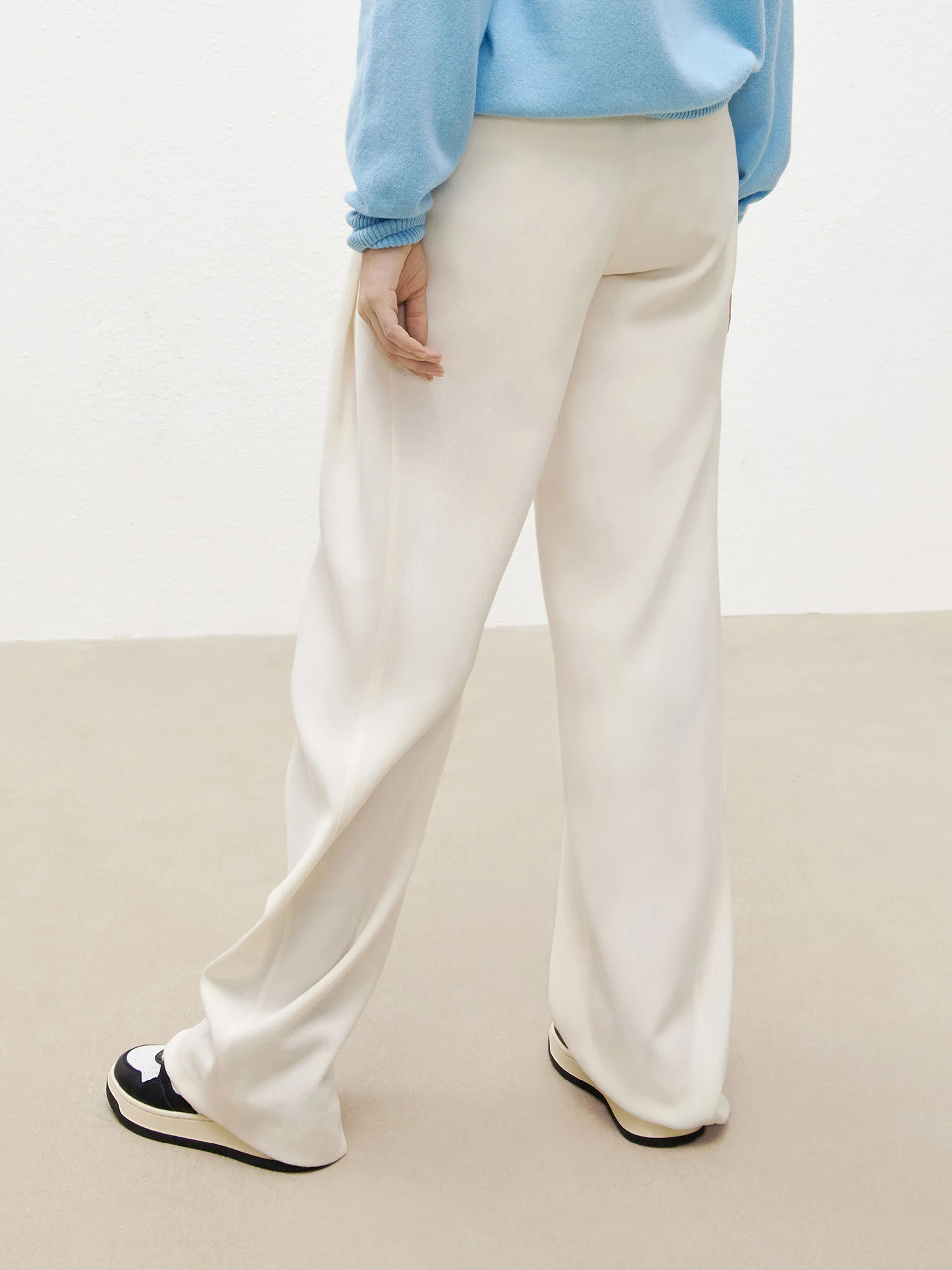 Wool Blend Wide Leg Suit Pants