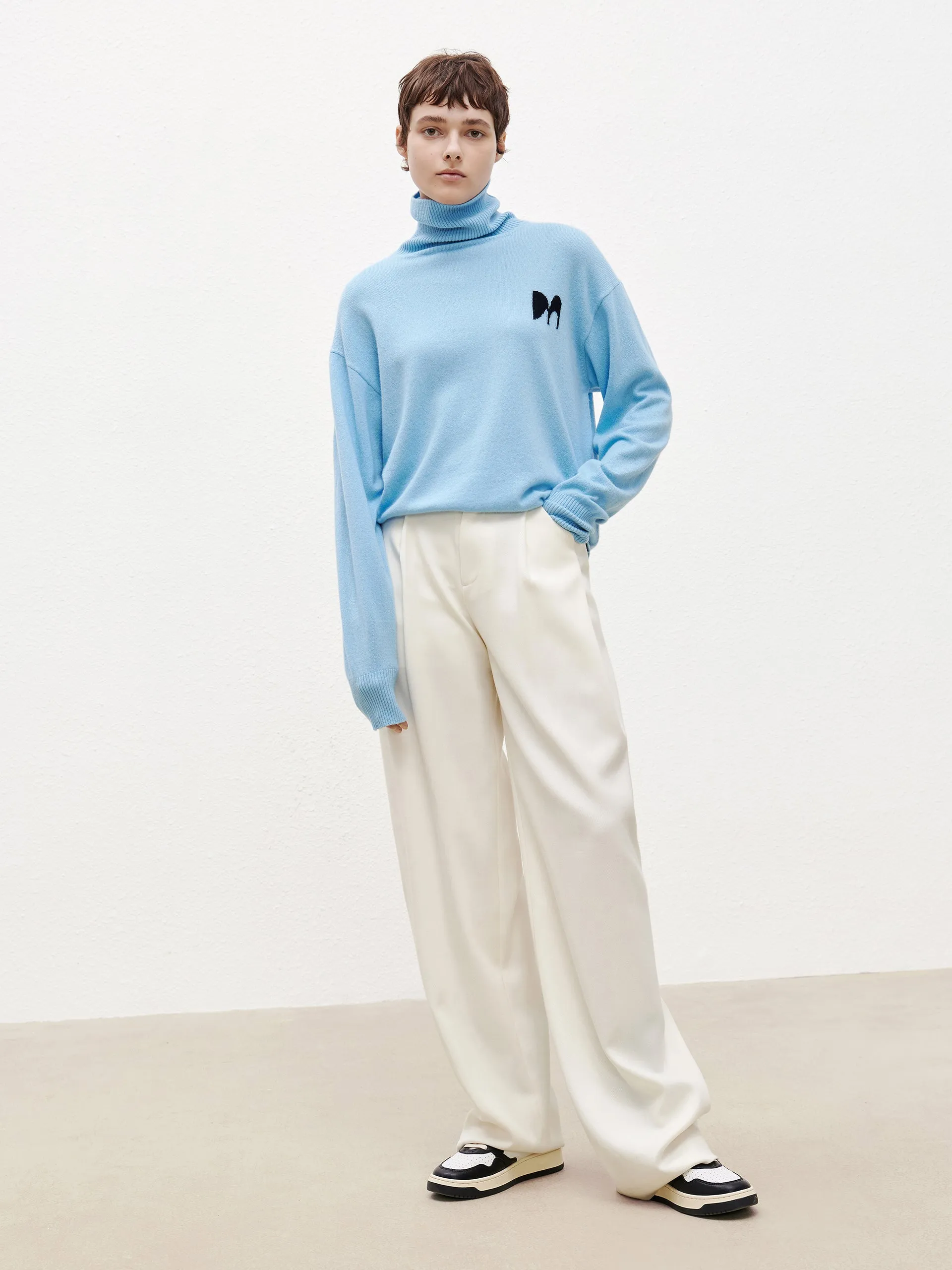 Wool Blend Wide Leg Suit Pants