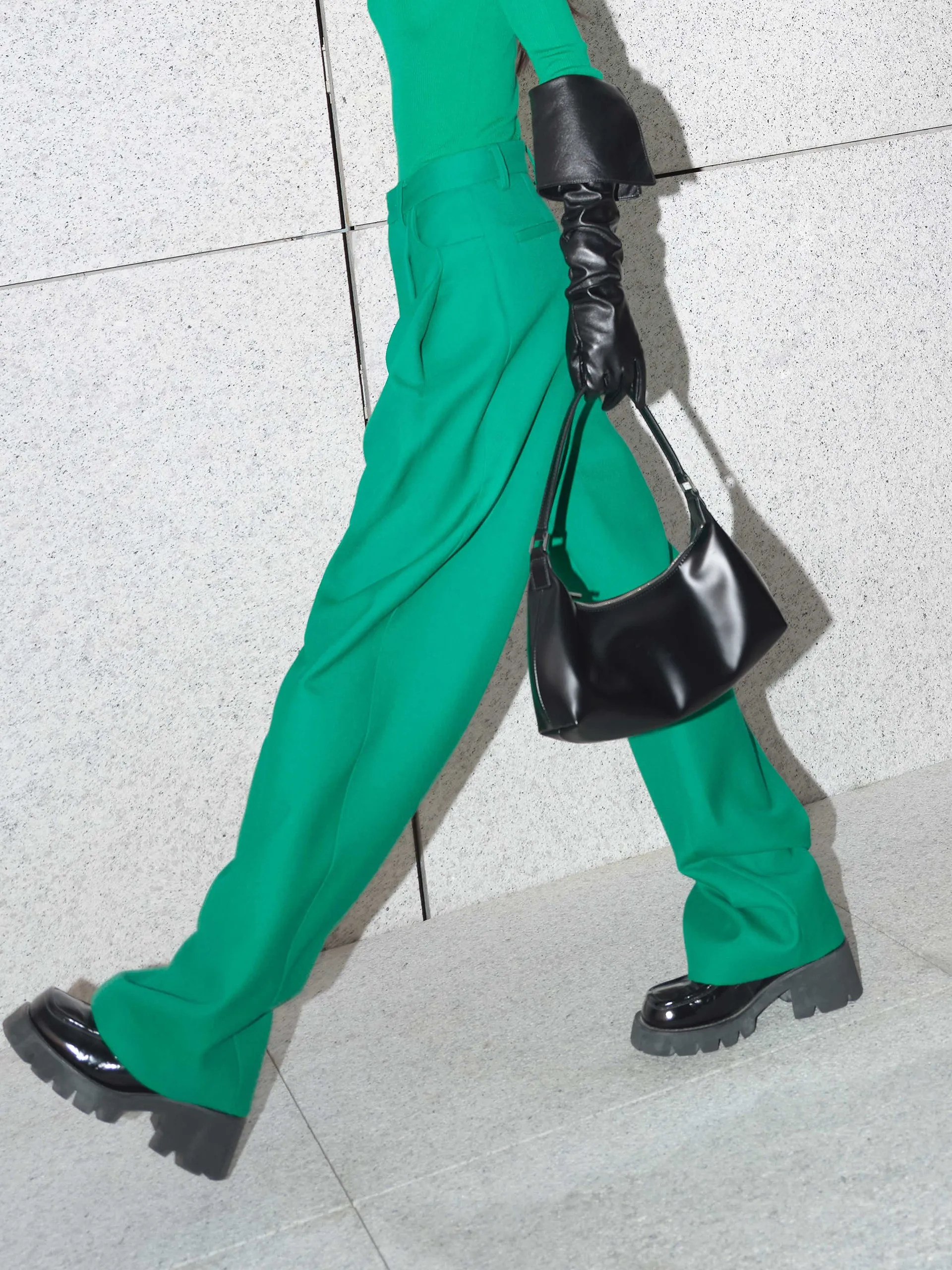 Wool Blend Wide Leg Suit Pants