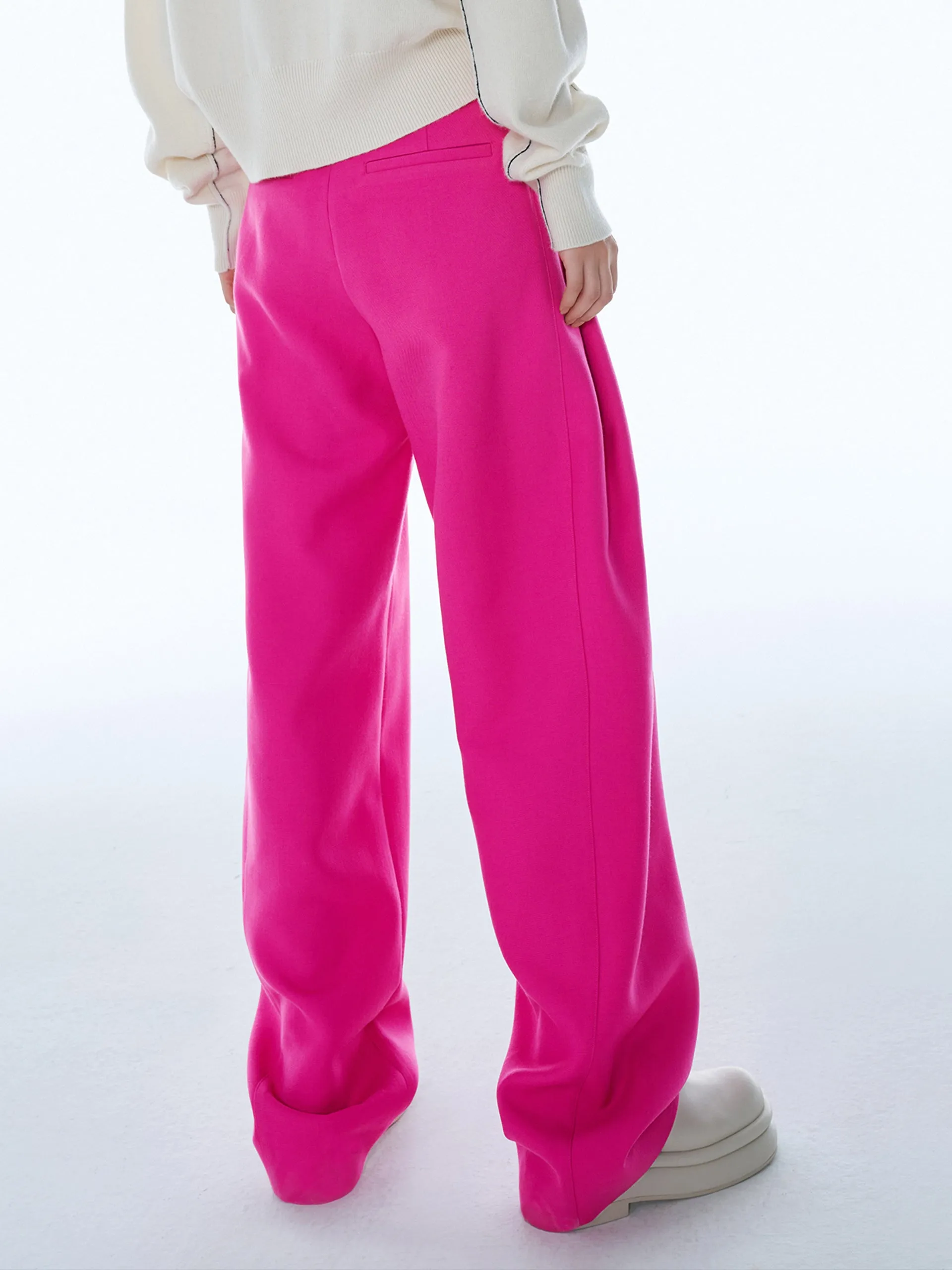 Wool Blend Wide Leg Suit Pants