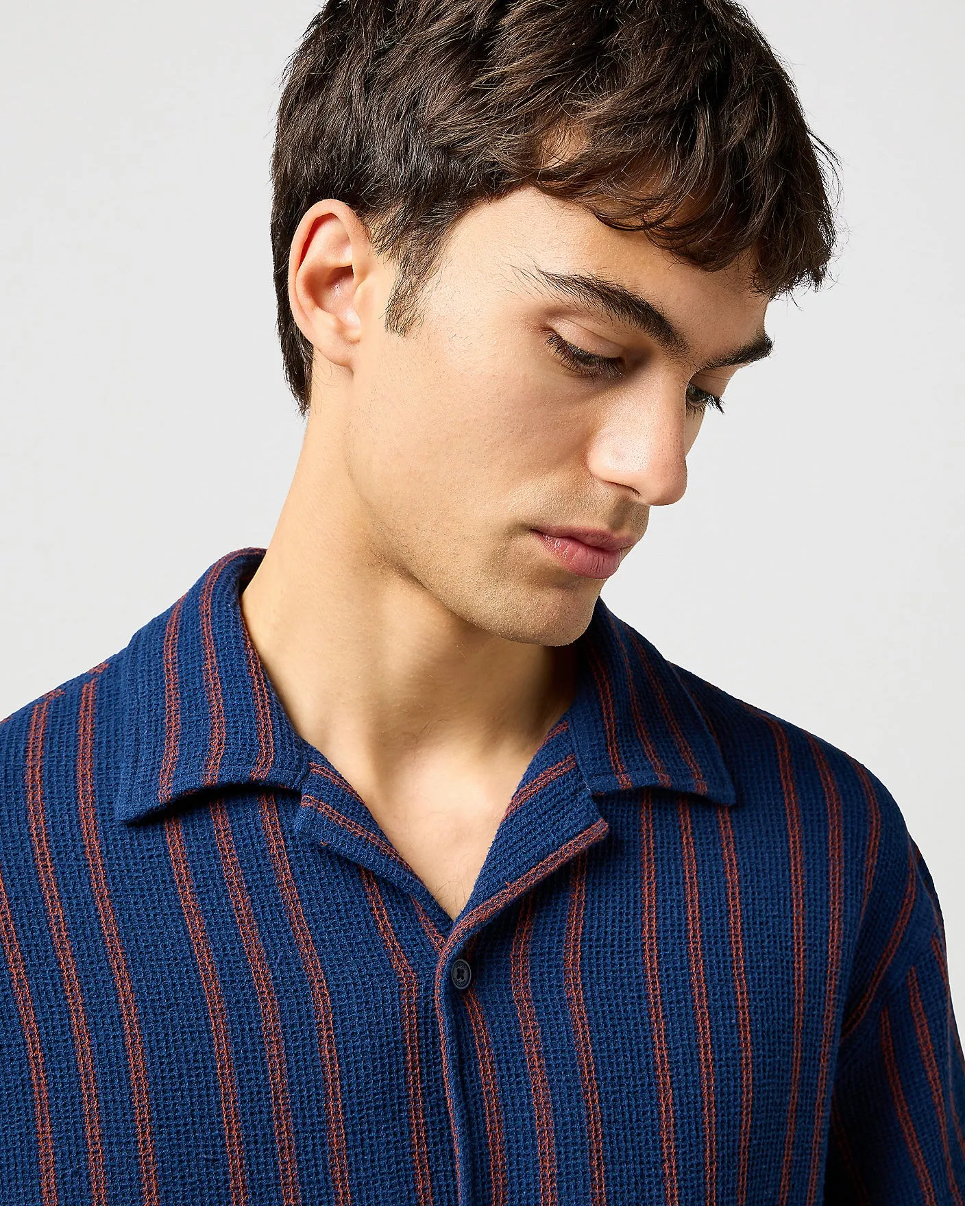 Wrangler S/S Resort Shirt - Navy Stripe