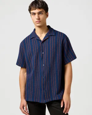 Wrangler S/S Resort Shirt - Navy Stripe