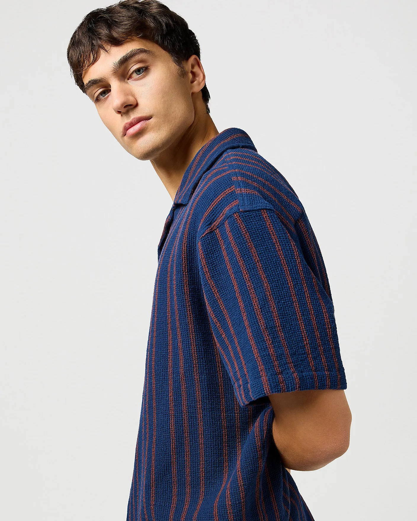 Wrangler S/S Resort Shirt - Navy Stripe
