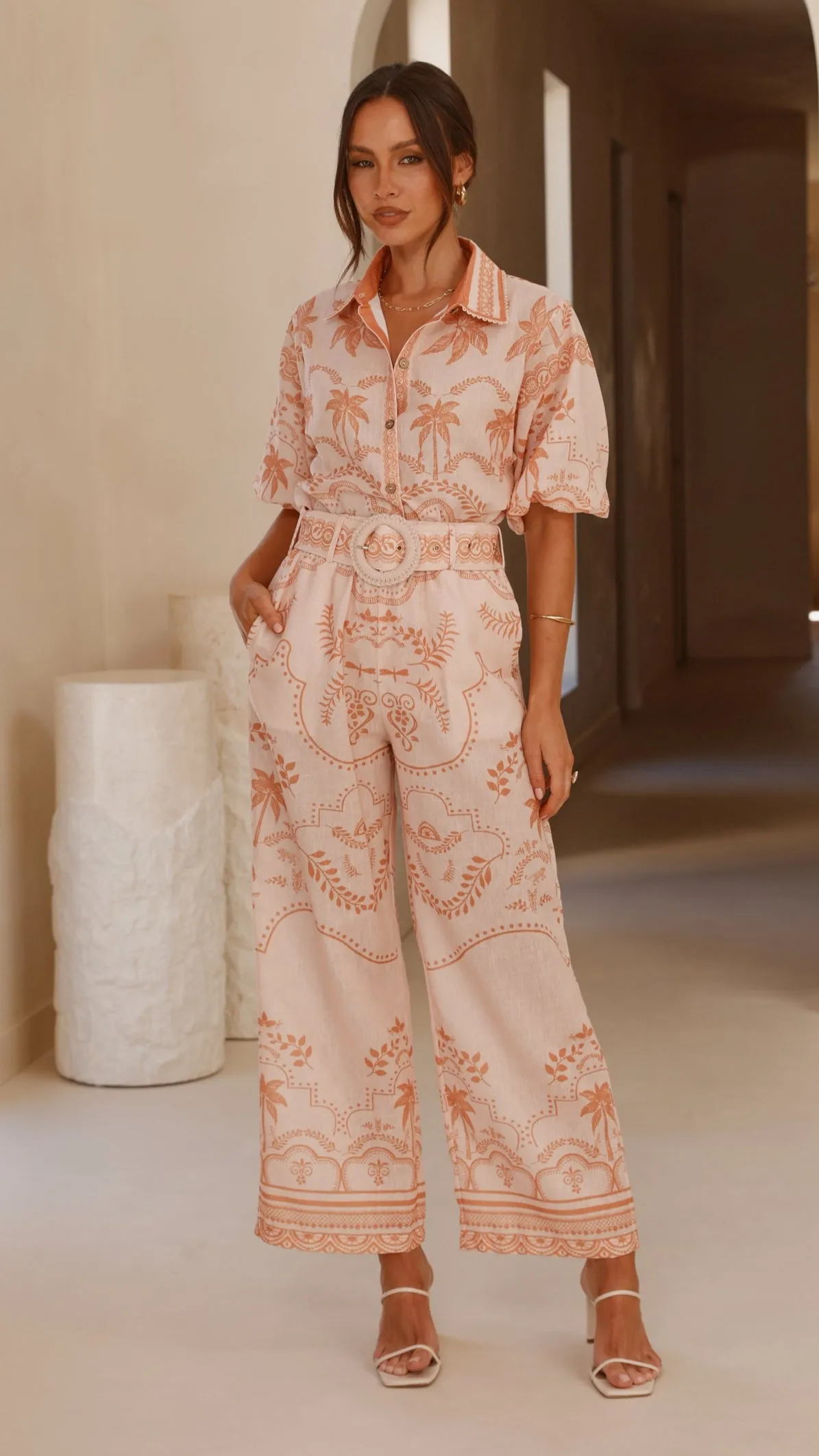 Xander Wide Leg Pants - Natural