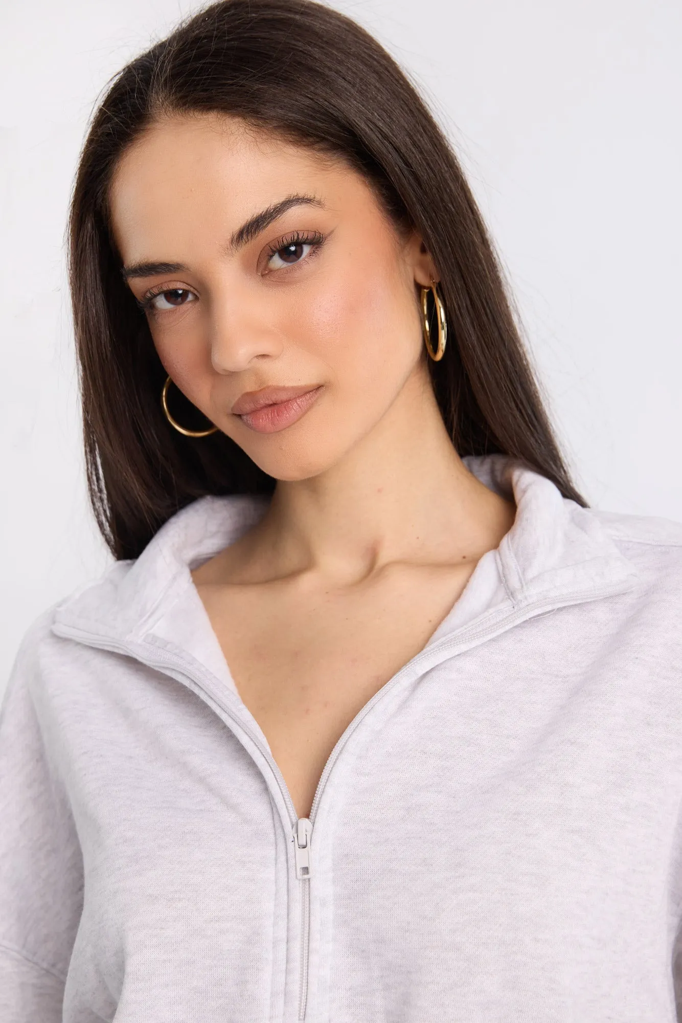 Zip-Up Fleece Long Sleeve Mock Neck Romper