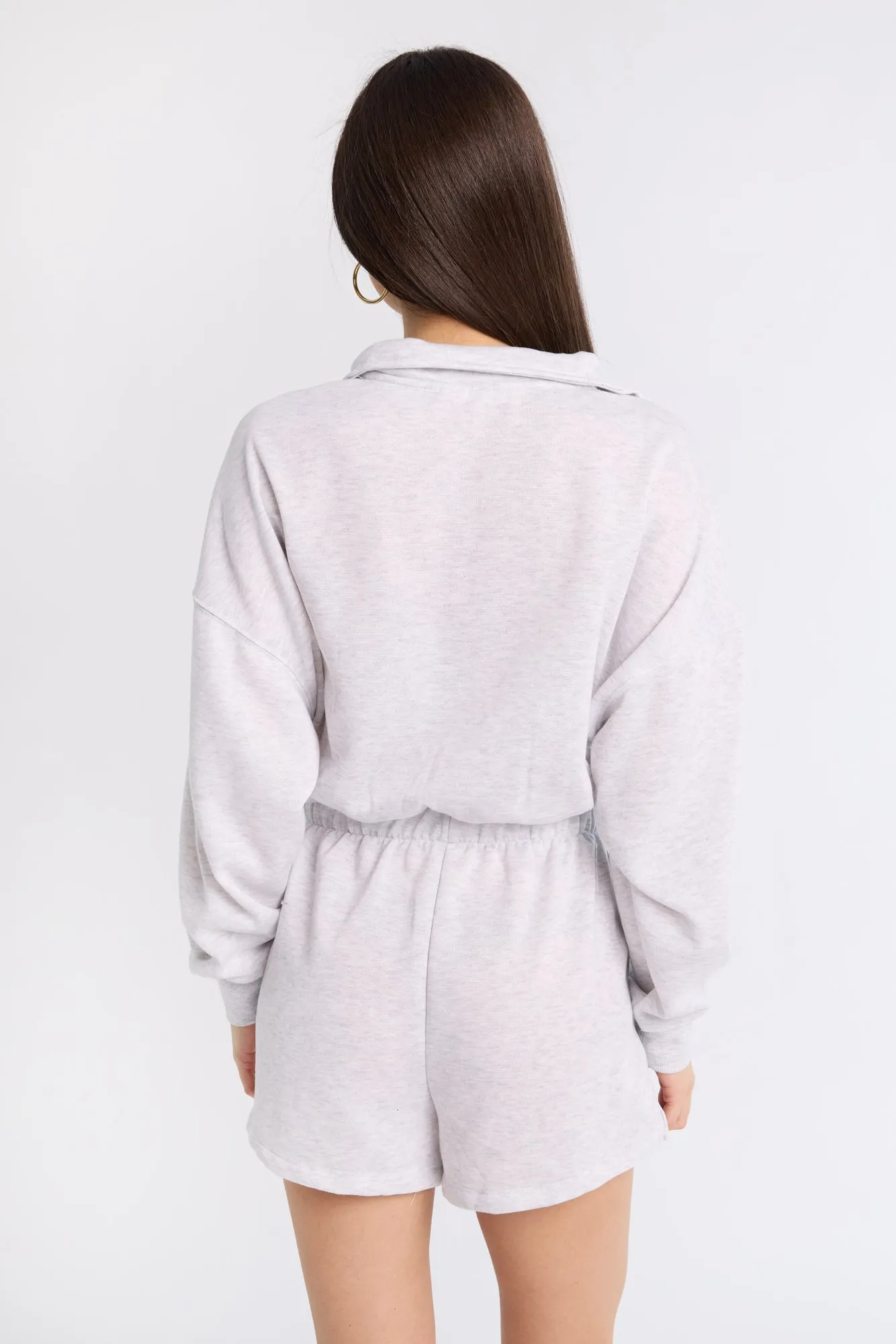 Zip-Up Fleece Long Sleeve Mock Neck Romper