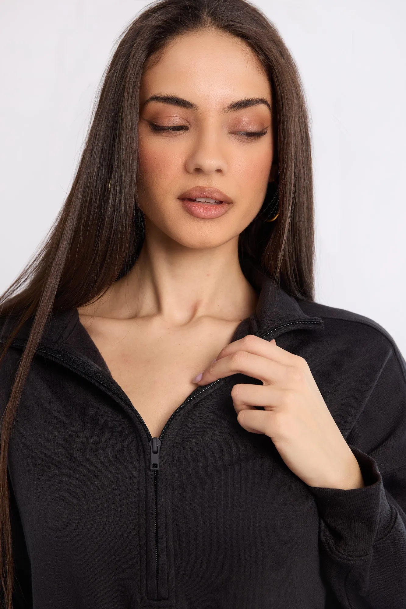 Zip-Up Fleece Long Sleeve Mock Neck Romper