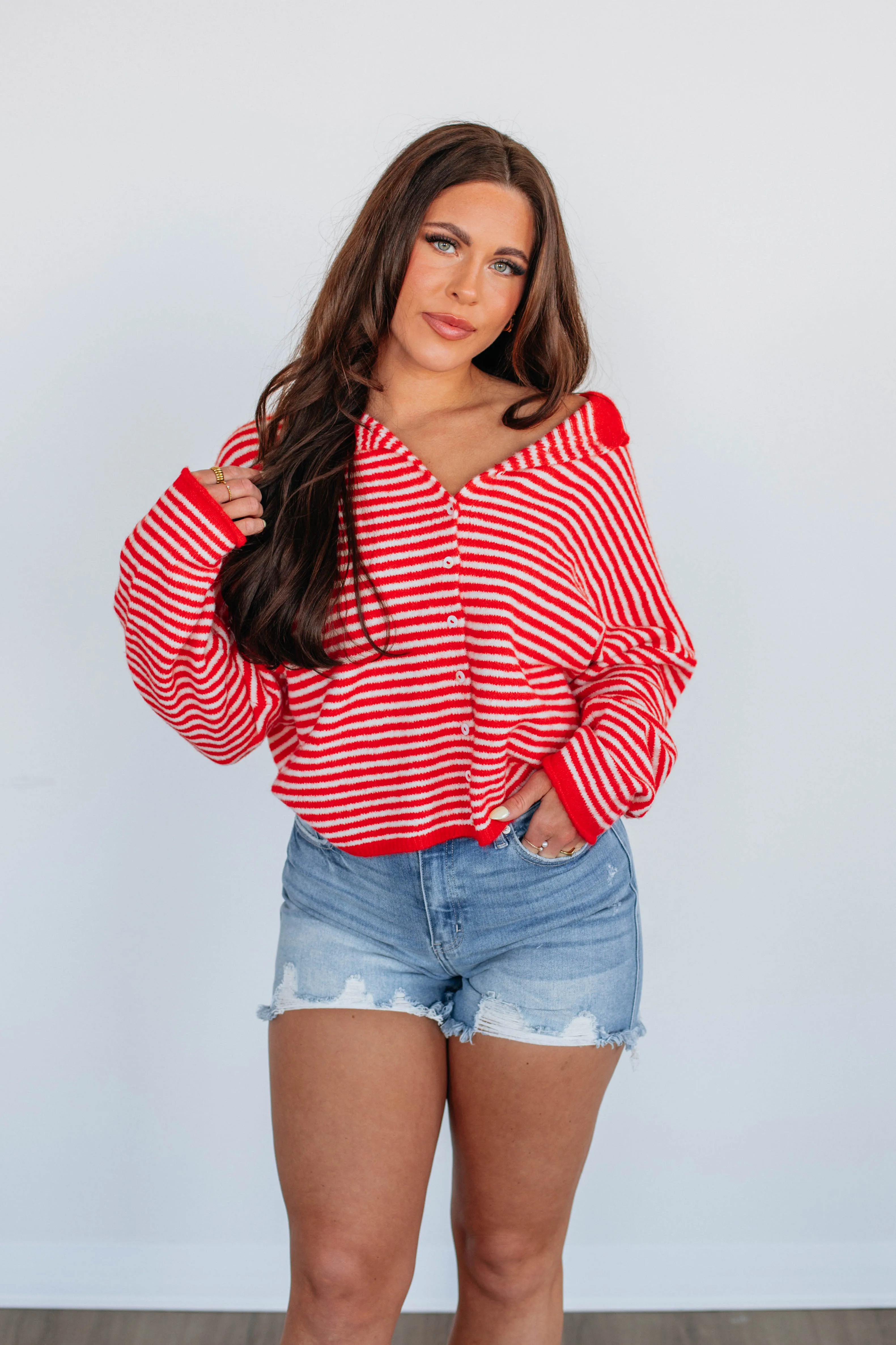 Zoelle Striped Cardigan - Cherry Mix