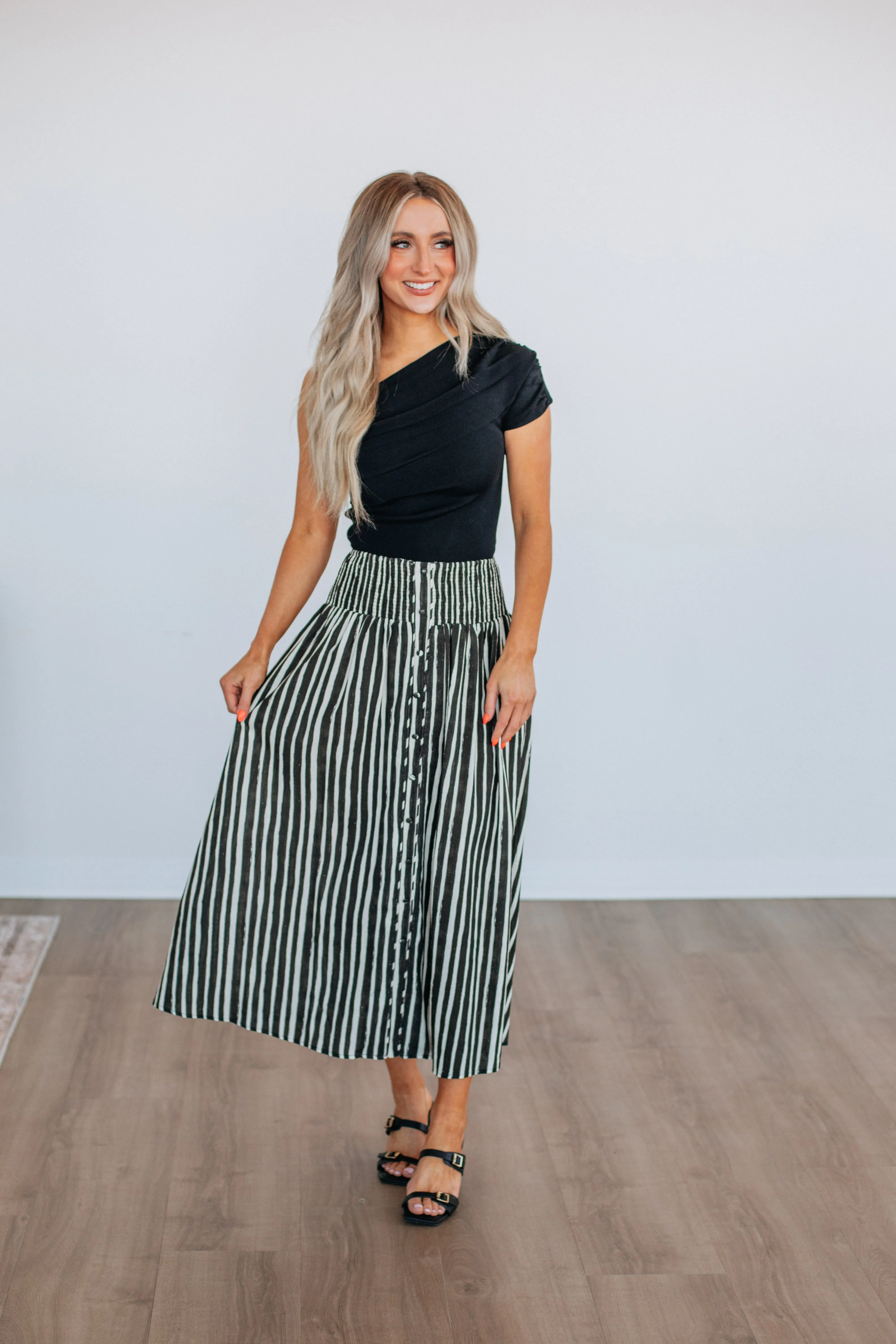 Zoya Striped Skirt - Black Mix